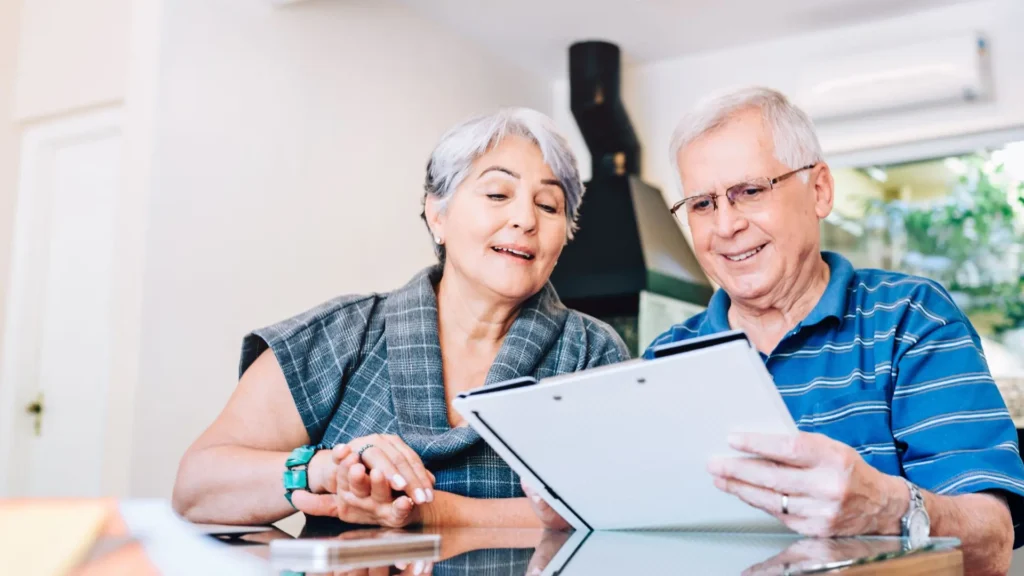 Couple reviewing documents